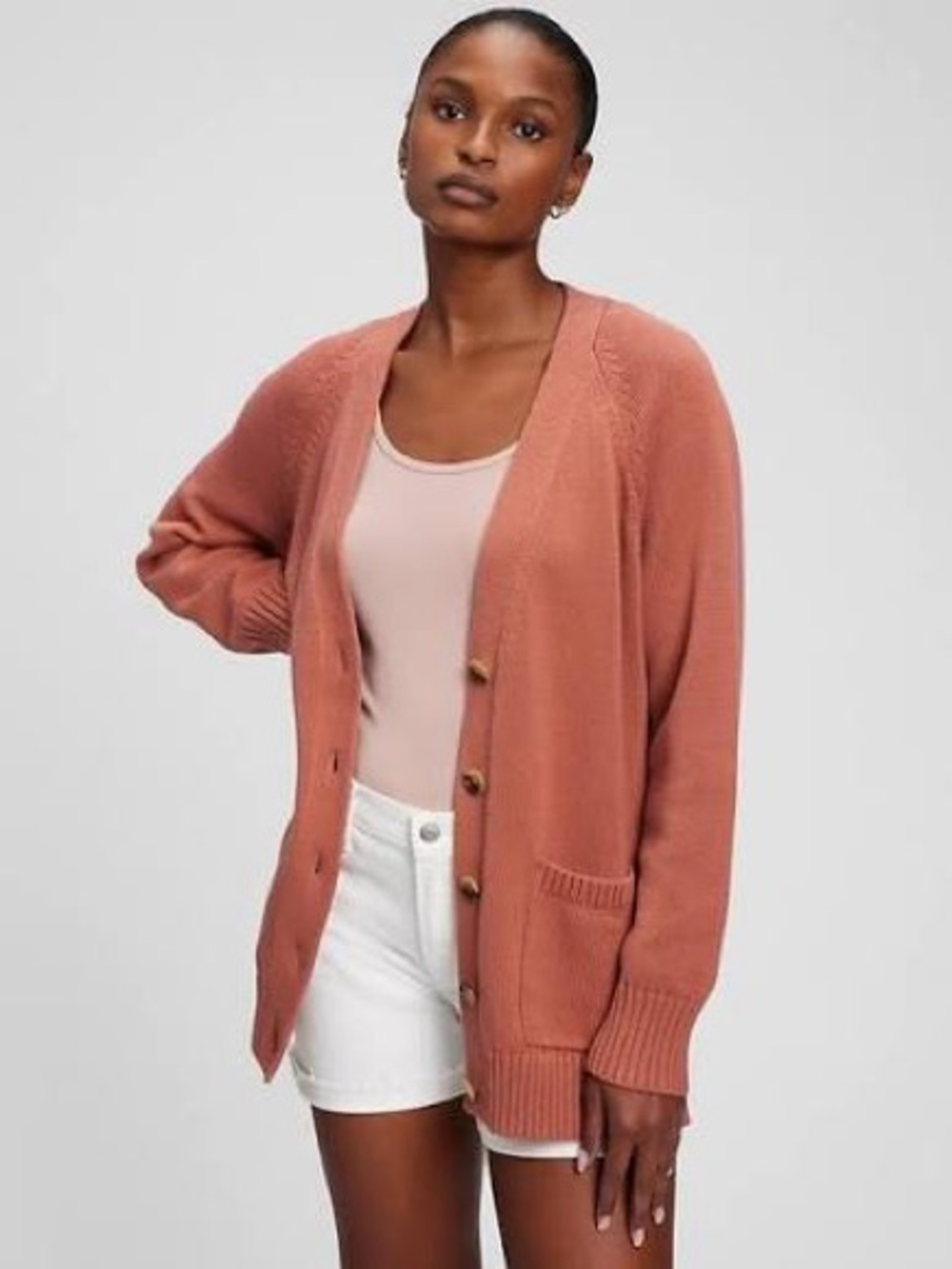 Gap Boyfriend Pocket Cardigan Cedar Wood 100% Cotton XS